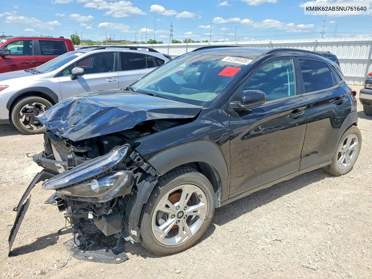 2022 Hyundai Kona Sel VIN: KM8K62AB5NU761640 Lot: 57299406