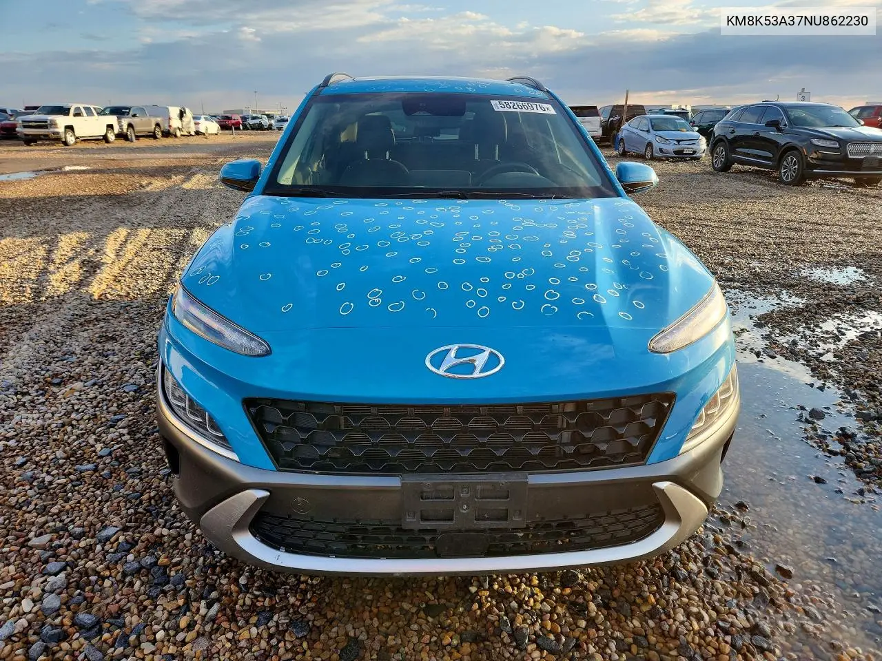 2022 Hyundai Kona Limited VIN: KM8K53A37NU862230 Lot: 58266976