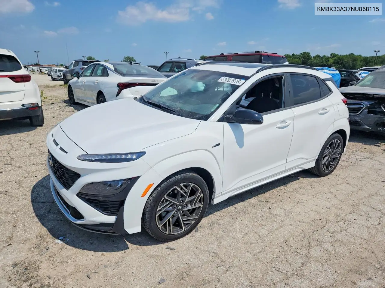 2022 Hyundai Kona N Line VIN: KM8K33A37NU868115 Lot: 61025976