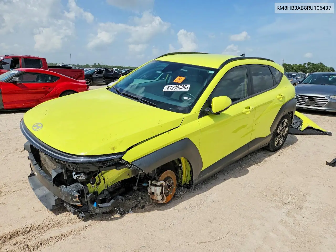2024 Hyundai Kona Sel VIN: KM8HB3AB8RU106437 Lot: 61298506