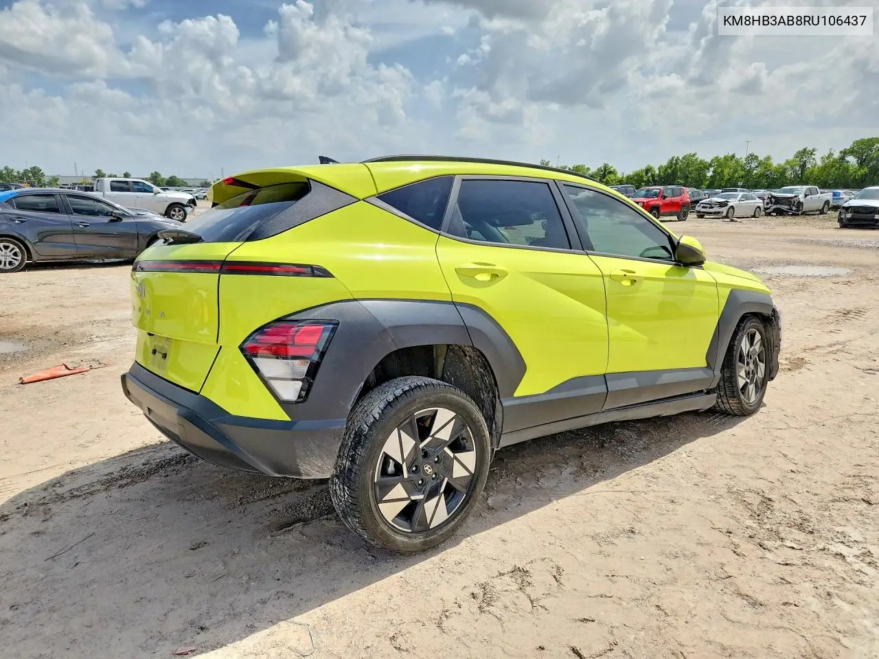 2024 Hyundai Kona Sel VIN: KM8HB3AB8RU106437 Lot: 61298506