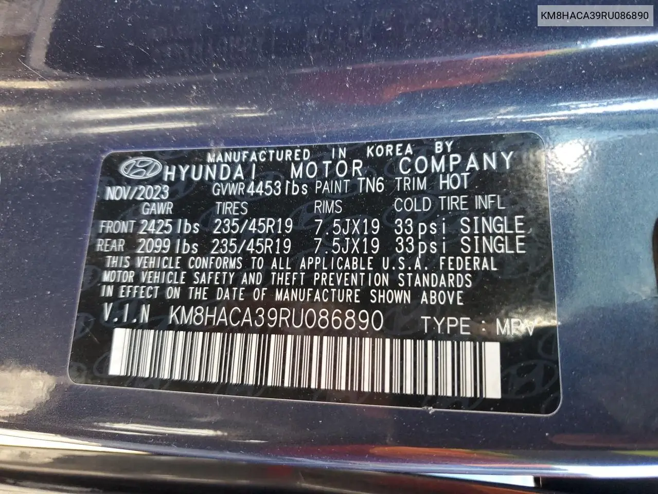 KM8HACA39RU086890 2024 Hyundai Kona N Line