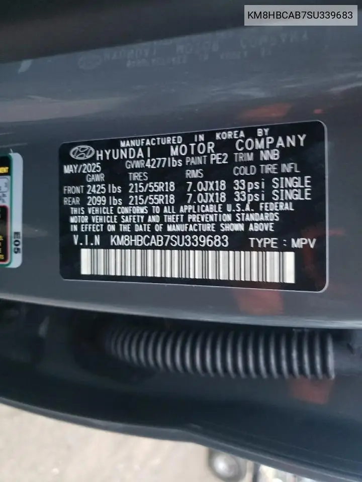 KM8HBCAB7SU339683 2025 Hyundai Kona Sel