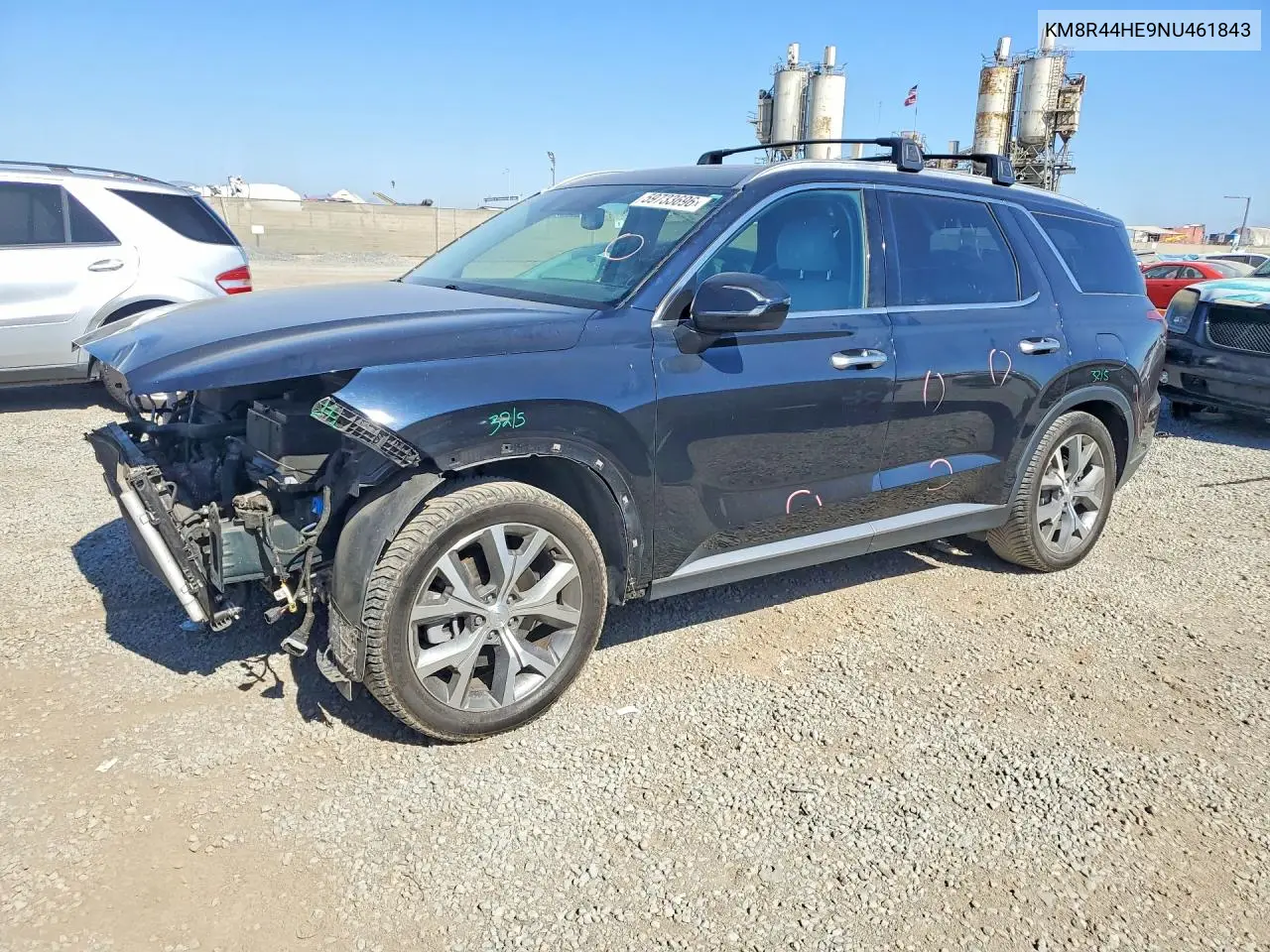2022 Hyundai Palisade Sel VIN: KM8R44HE9NU461843 Lot: 59733696