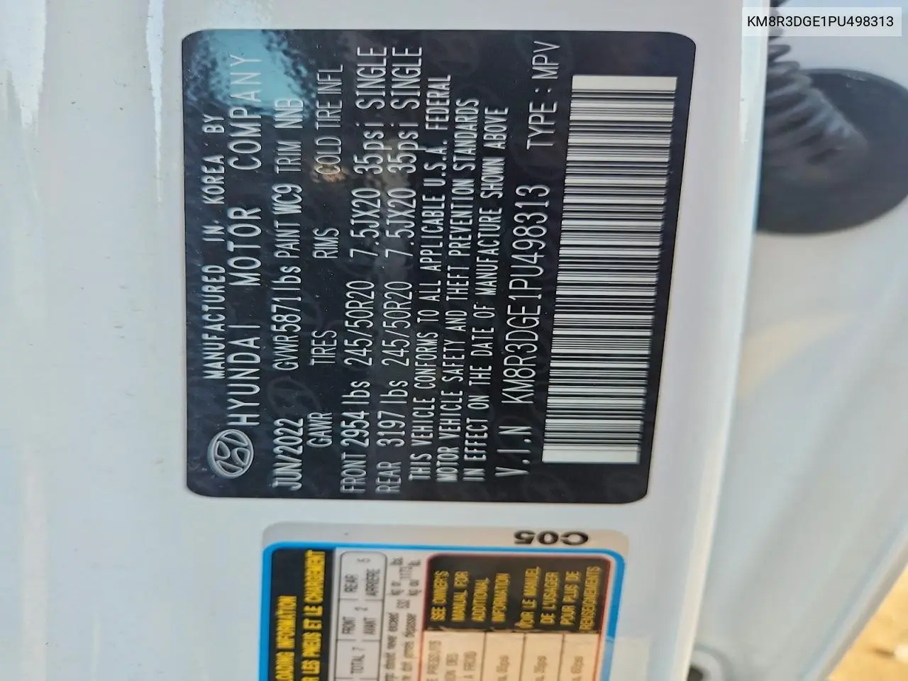 2023 Hyundai Palisade Xrt VIN: KM8R3DGE1PU498313 Lot: 60463856