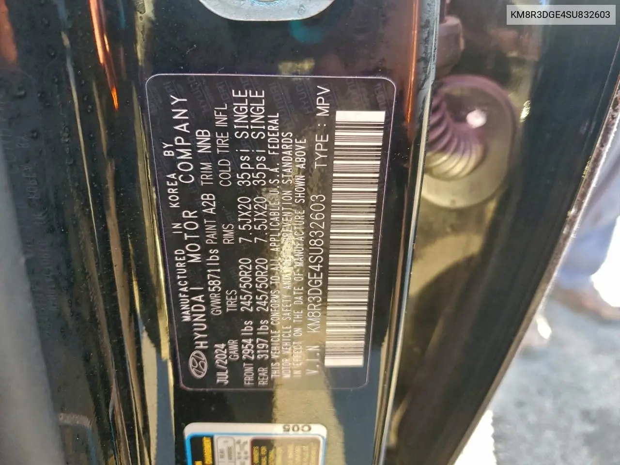 KM8R3DGE4SU832603 2025 Hyundai Palisade Xrt