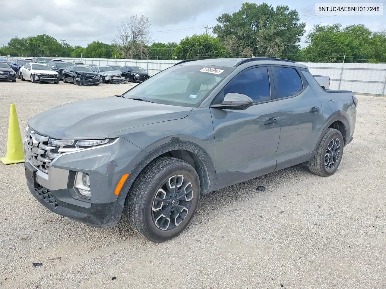 2022 Hyundai Santa Cruz Sel VIN: 5NTJC4AE8NH017248 Lot: 57686966