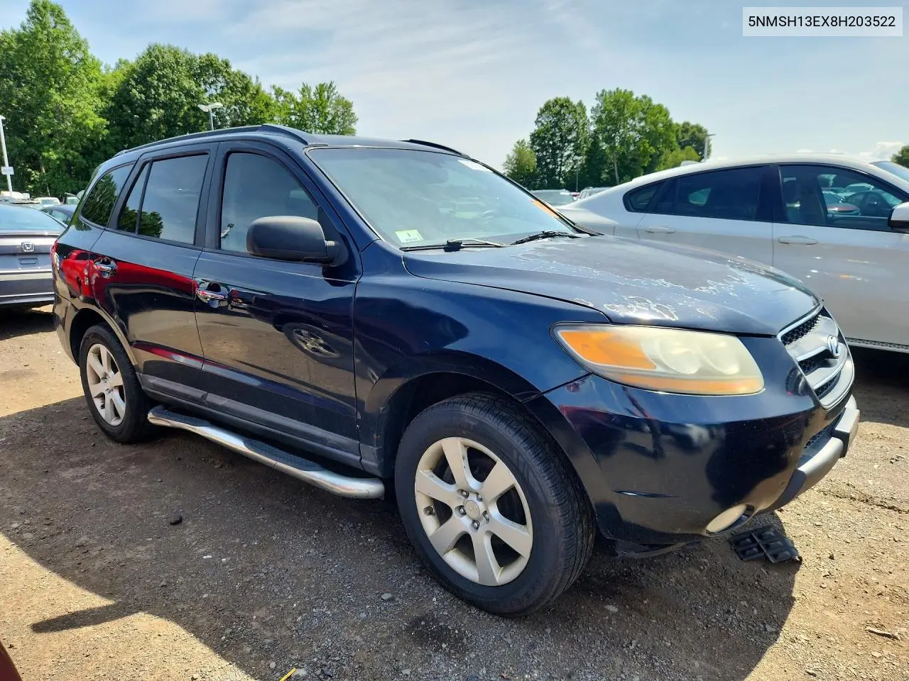 2008 Hyundai Santa Fe Se VIN: 5NMSH13EX8H203522 Lot: 61619626