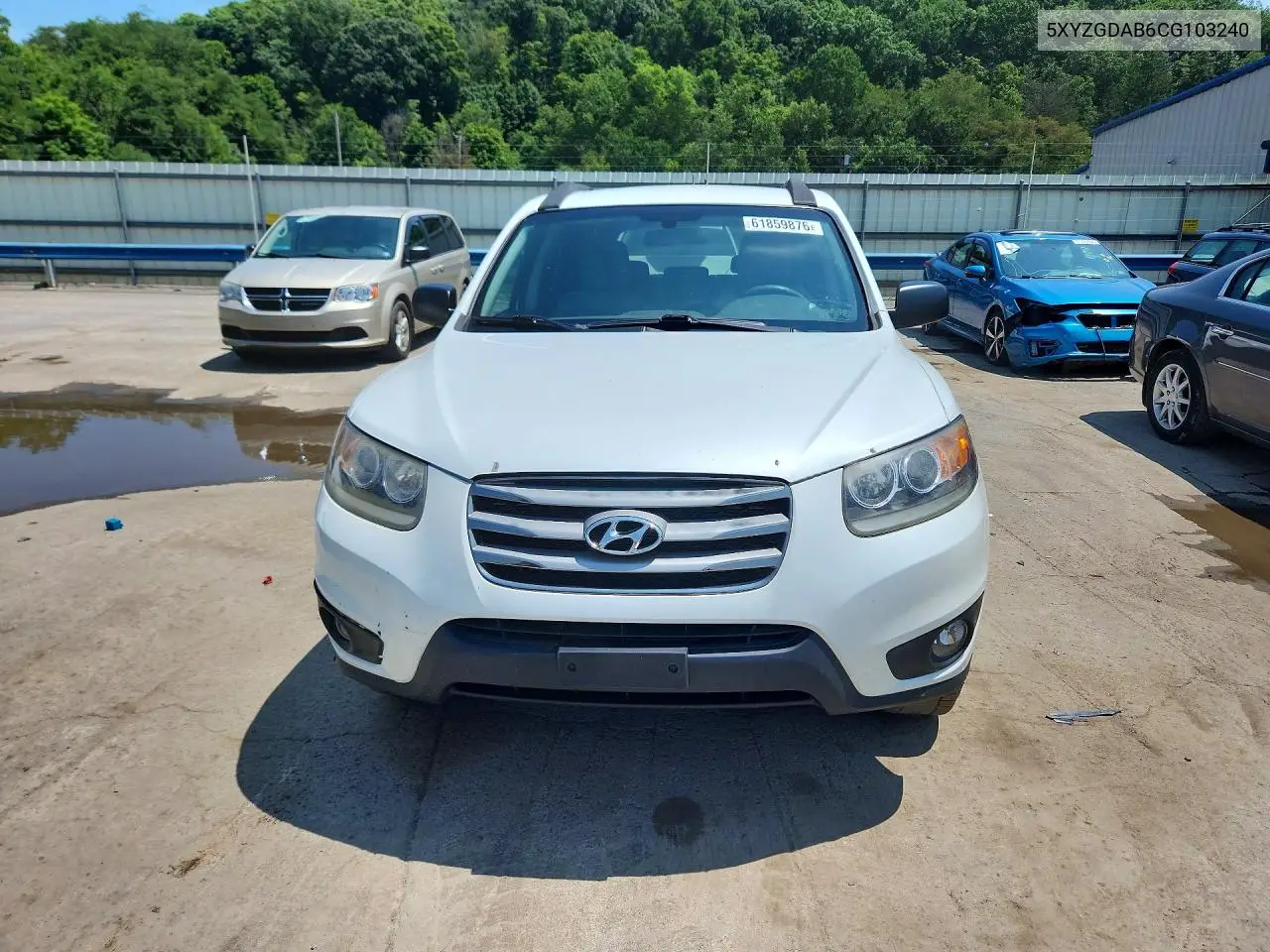 2012 Hyundai Santa Fe Gls VIN: 5XYZGDAB6CG103240 Lot: 61859876