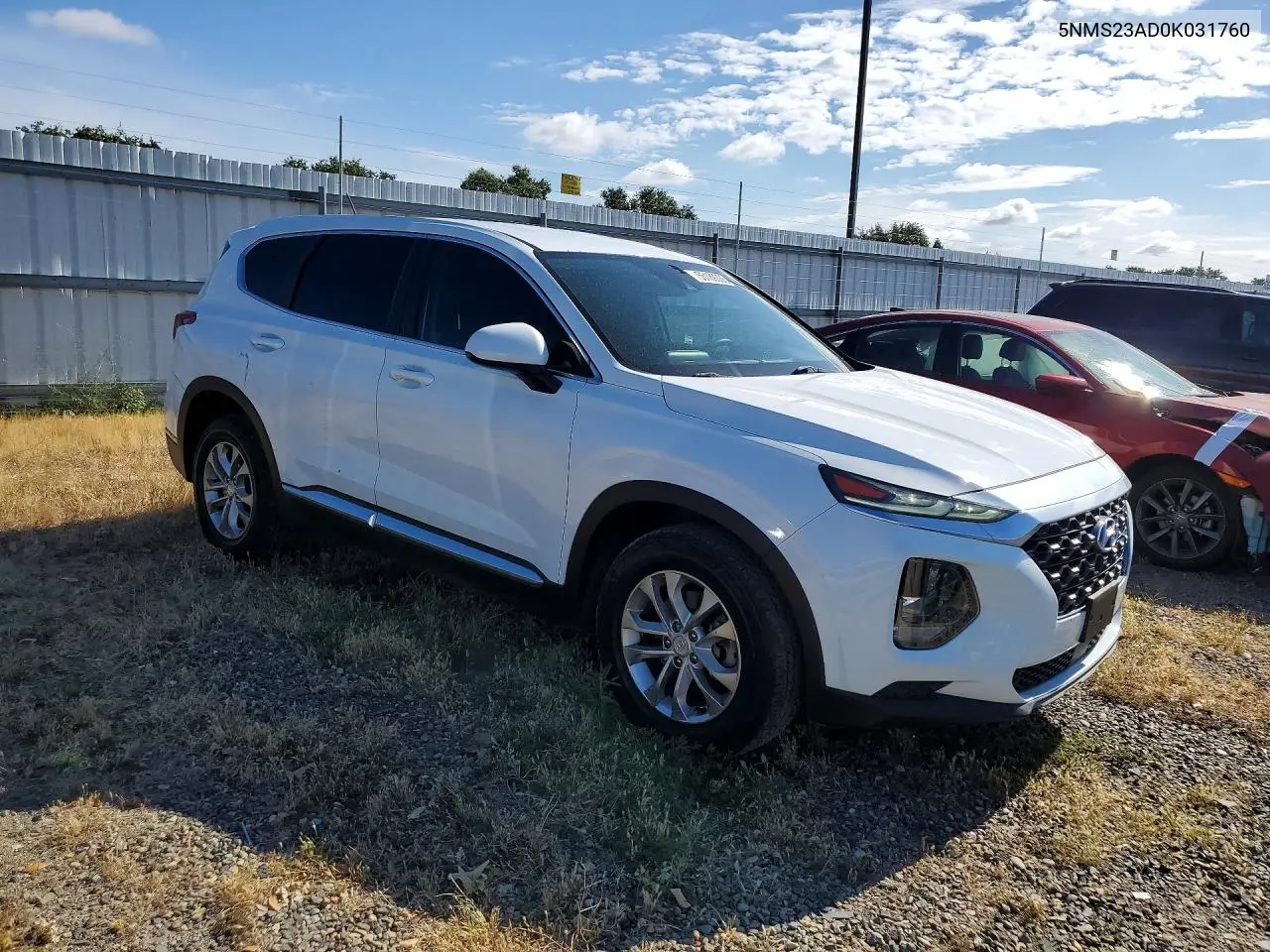 5NMS23AD0KH031760 2019 Hyundai Santa Fe Se