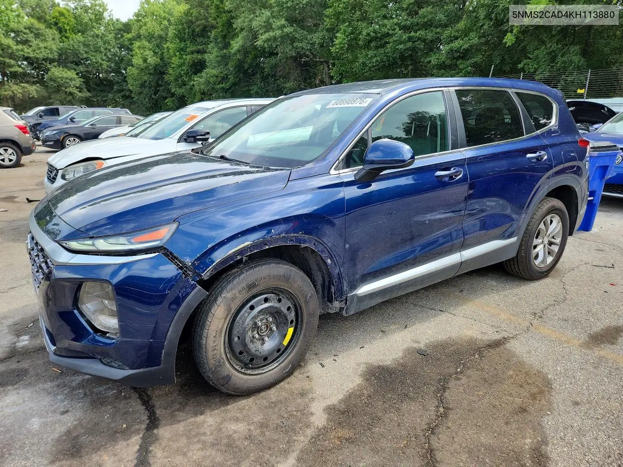 2019 Hyundai Santa Fe VIN: 5NMS2CAD4KH113880 Lot: 60898976