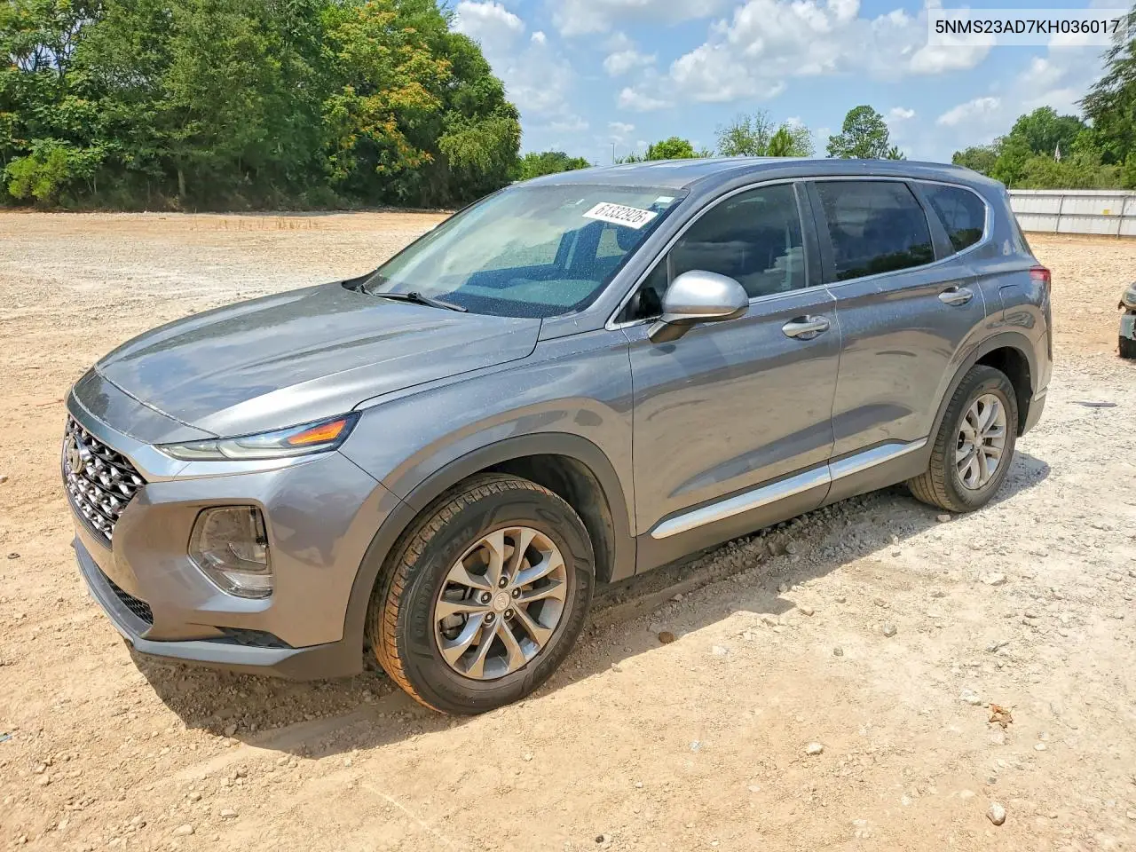 2019 Hyundai Santa Fe Se VIN: 5NMS23AD7KH036017 Lot: 61332926