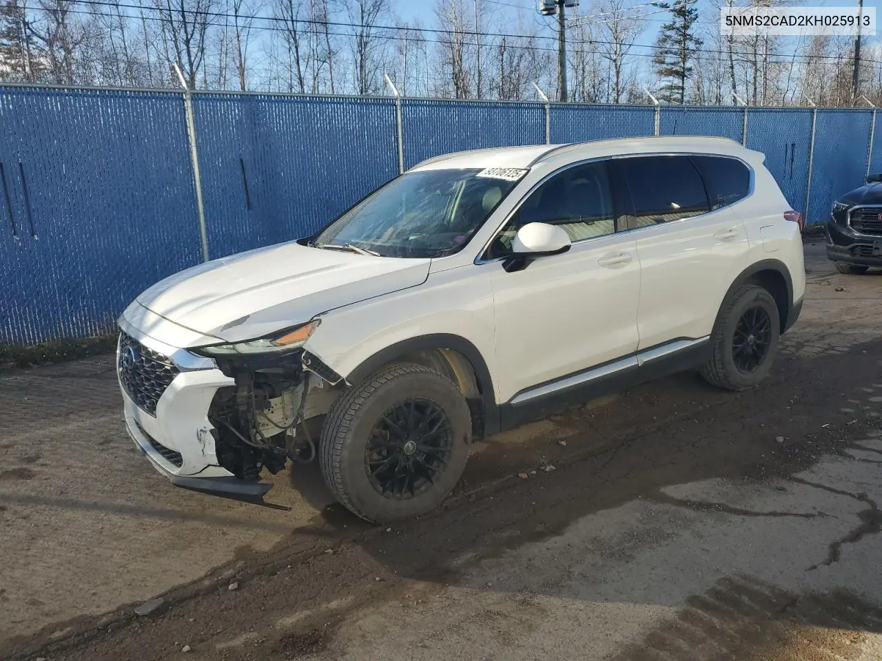 5NMS2CAD2KH025913 2019 Hyundai Santa Fe Se