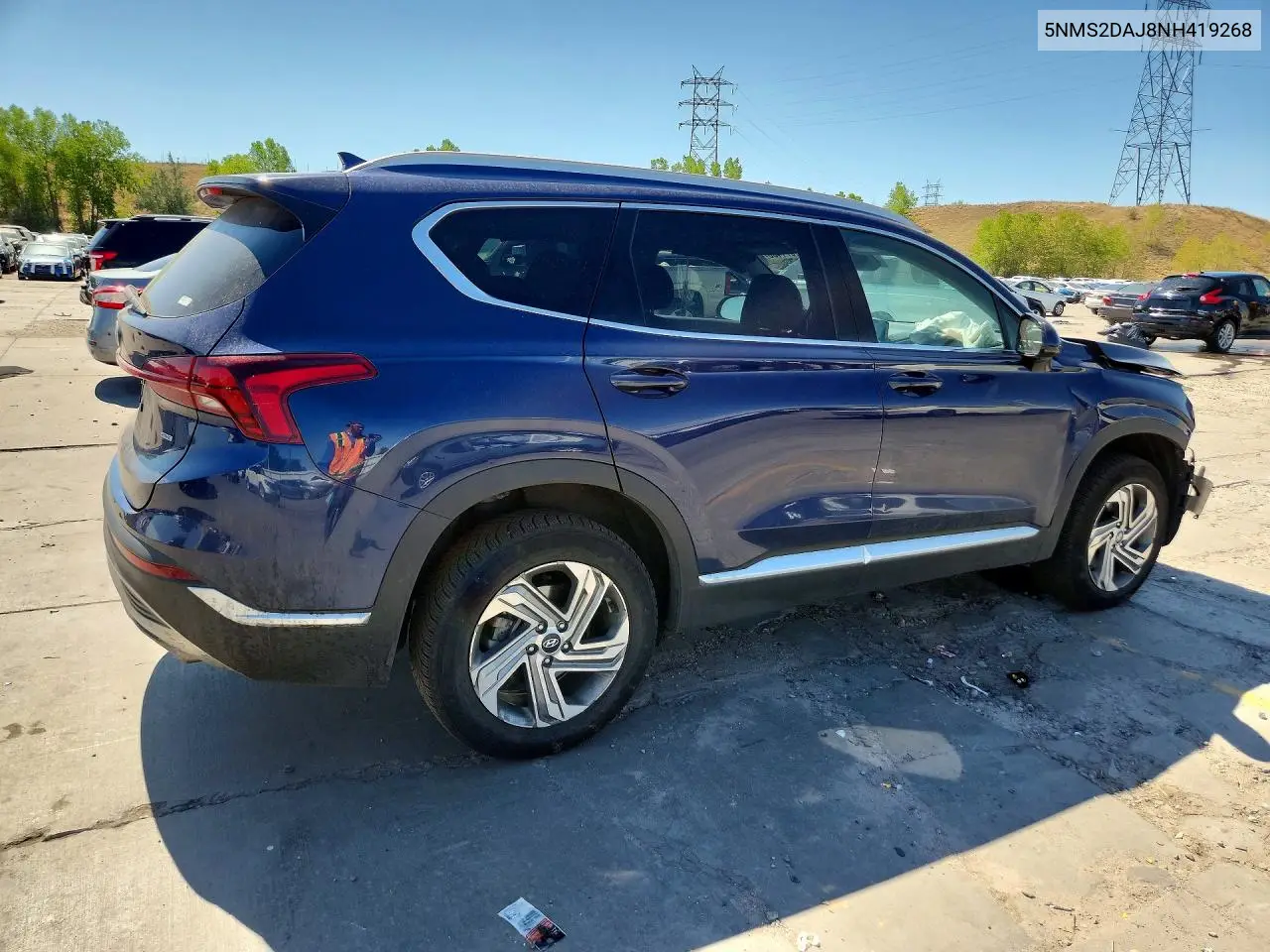 2022 Hyundai Santa Fe Sel VIN: 5NMS2DAJ8NH419268 Lot: 61871406