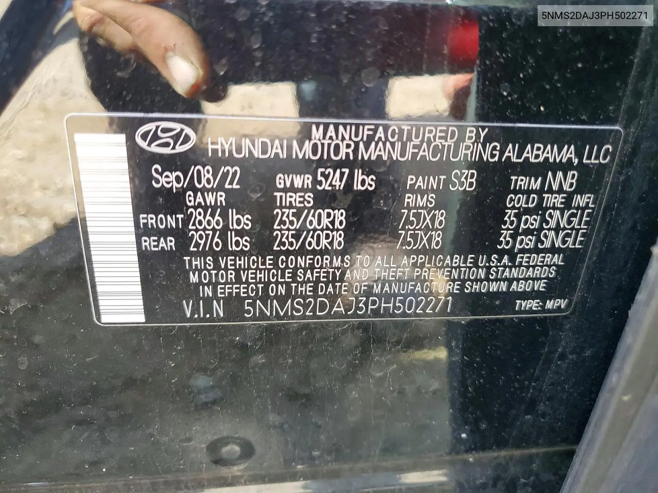2023 Hyundai Santa Fe Sel VIN: 5NMS2DAJ3PH502271 Lot: 55876346