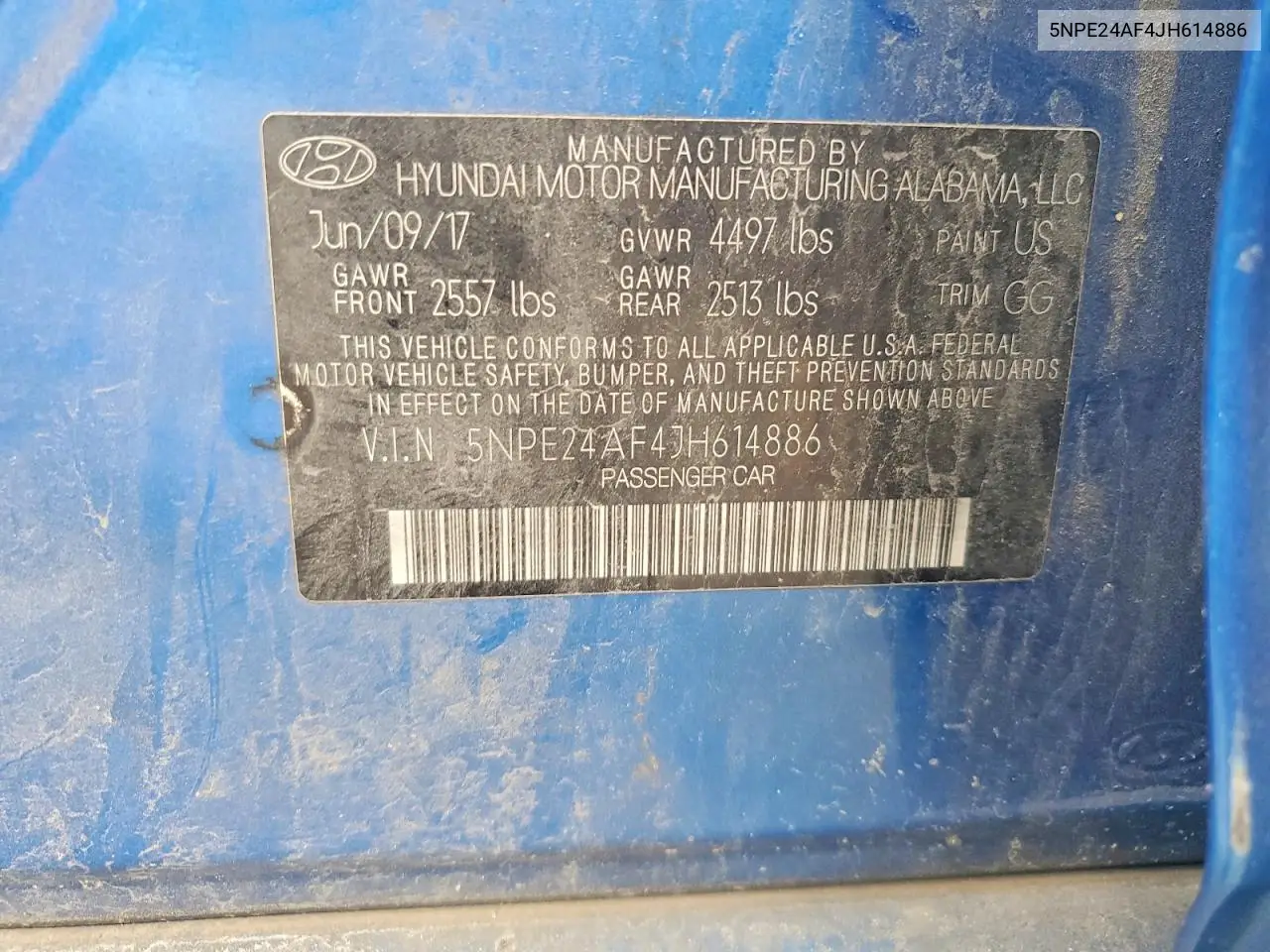2018 Hyundai Sonata Se VIN: 5NPE24AF4JH614886 Lot: 61353736