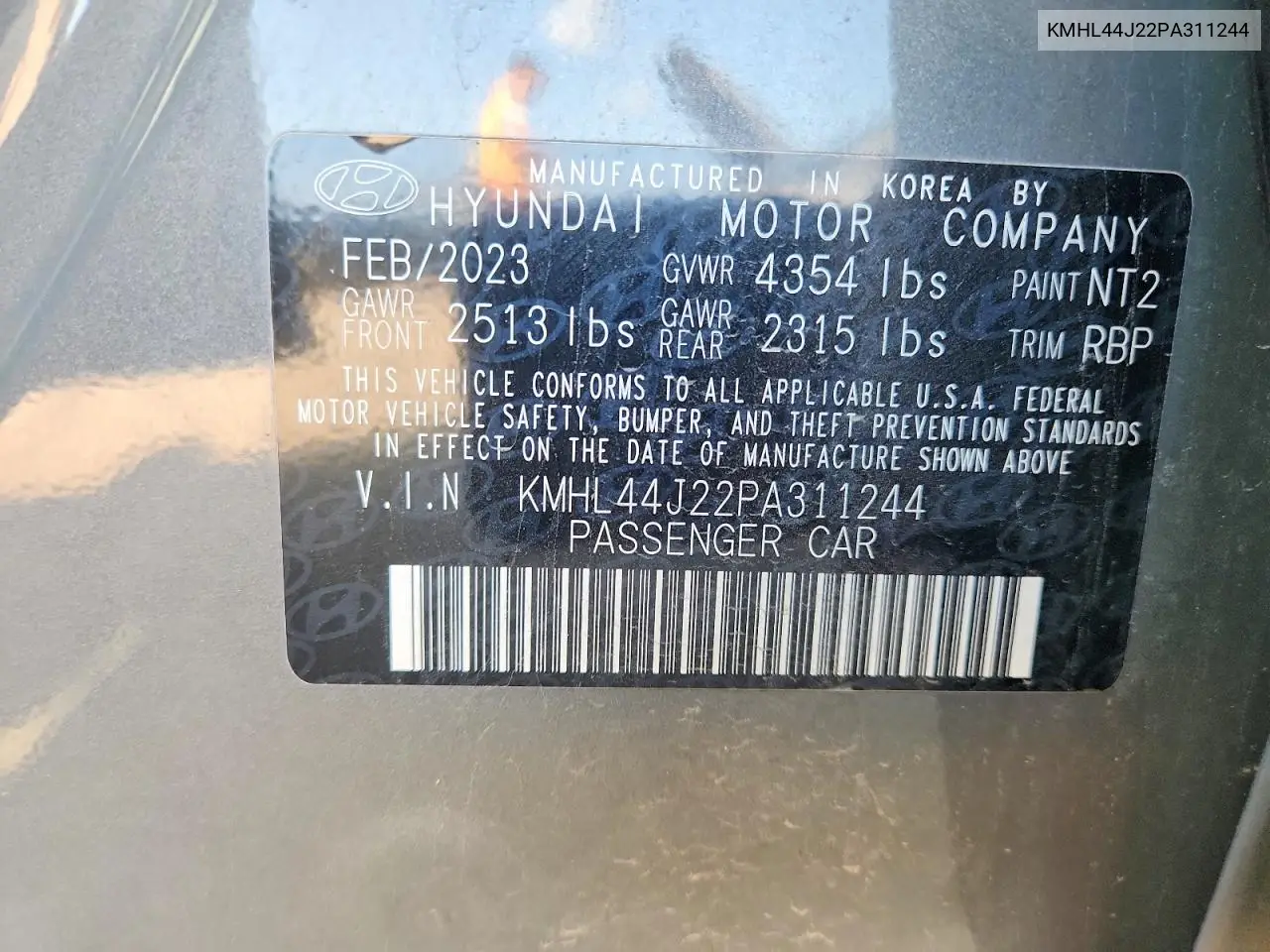 2023 Hyundai Sonata Sel Plus VIN: KMHL44J22PA311244 Lot: 61932576