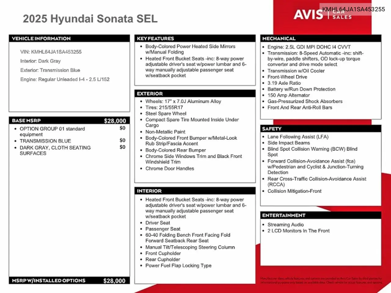 2025 Hyundai Sonata Sel VIN: KMHL64JA1SA453255 Lot: 60487116