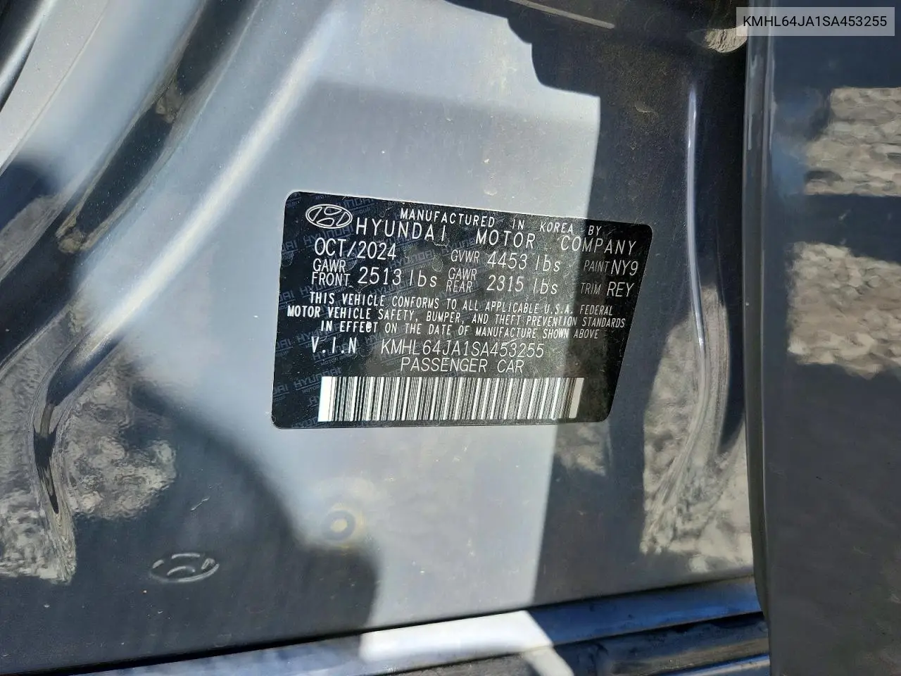 2025 Hyundai Sonata Sel VIN: KMHL64JA1SA453255 Lot: 60487116