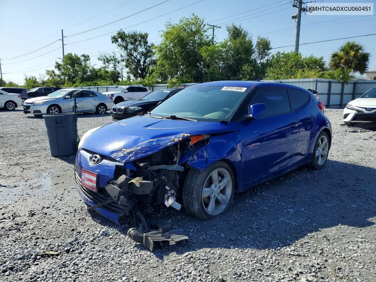 2012 Hyundai Veloster Base VIN: KMHTC6ADXCU060451 Lot: 59151506