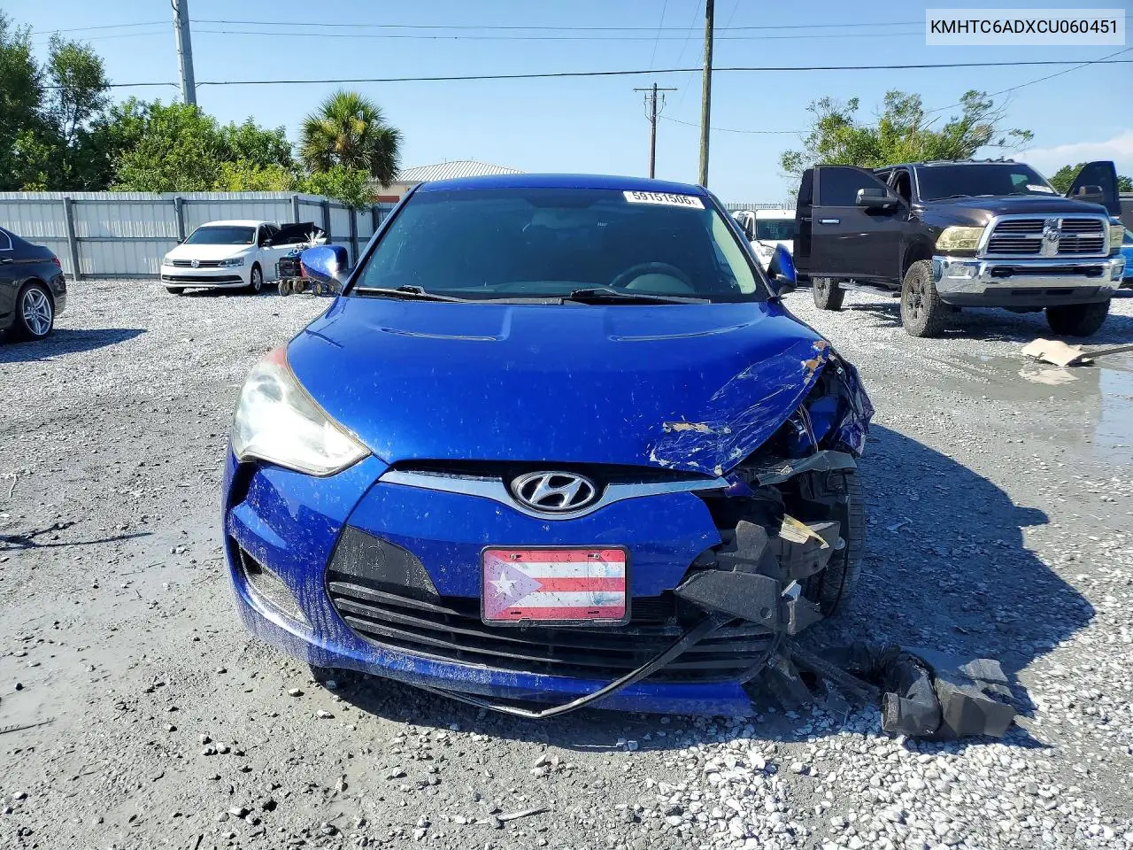2012 Hyundai Veloster Base VIN: KMHTC6ADXCU060451 Lot: 59151506