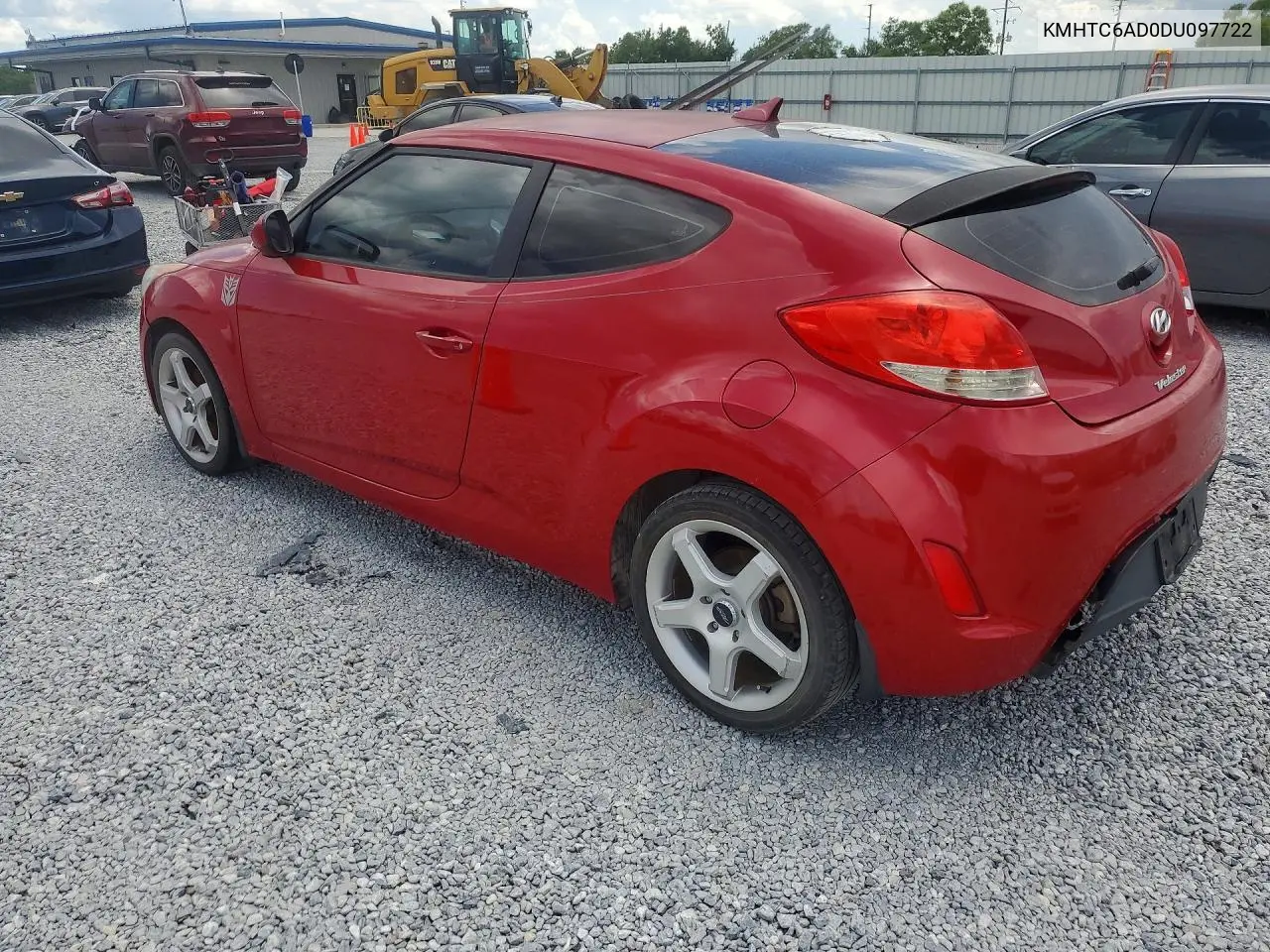 2013 Hyundai Veloster Base VIN: KMHTC6AD0DU097722 Lot: 60511606