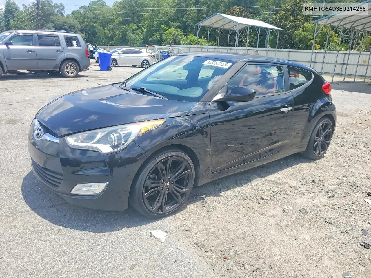 2014 Hyundai Veloster Re:flex VIN: KMHTC6AD3EU214288 Lot: 60753726