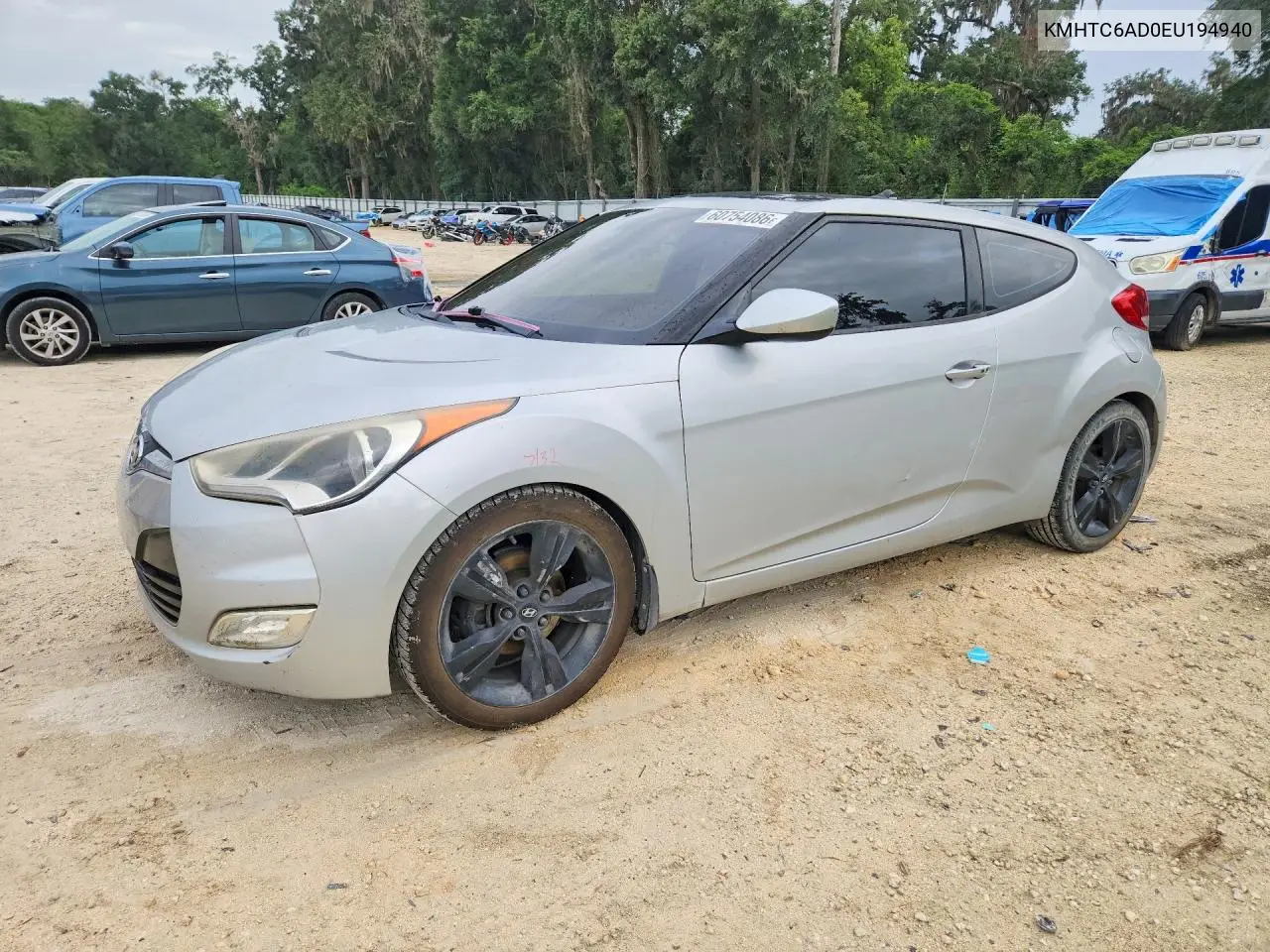 2014 Hyundai Veloster Base VIN: KMHTC6AD0EU194940 Lot: 60754086