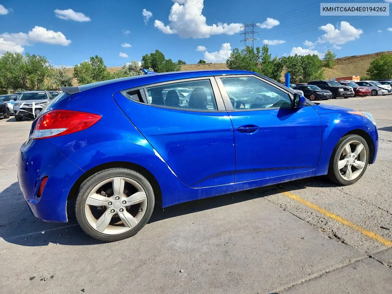 2014 Hyundai Veloster Gls(1.6 Std, Style, Tech VIN: KMHTC6AD4EU194262 Lot: 61820486