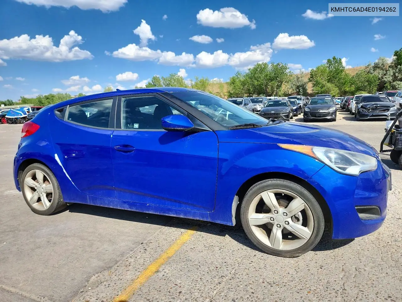 2014 Hyundai Veloster Gls(1.6 Std, Style, Tech VIN: KMHTC6AD4EU194262 Lot: 61820486