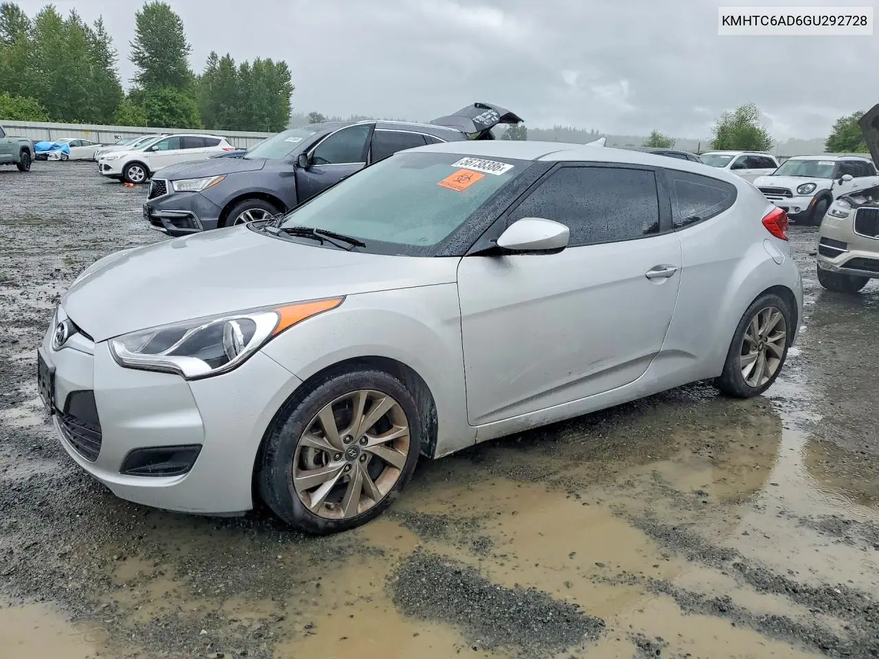 2016 Hyundai Veloster Base VIN: KMHTC6AD6GU292728 Lot: 56738386