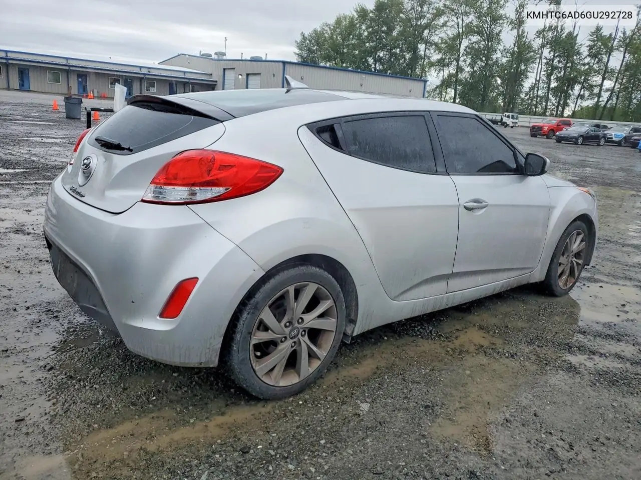 2016 Hyundai Veloster Base VIN: KMHTC6AD6GU292728 Lot: 56738386