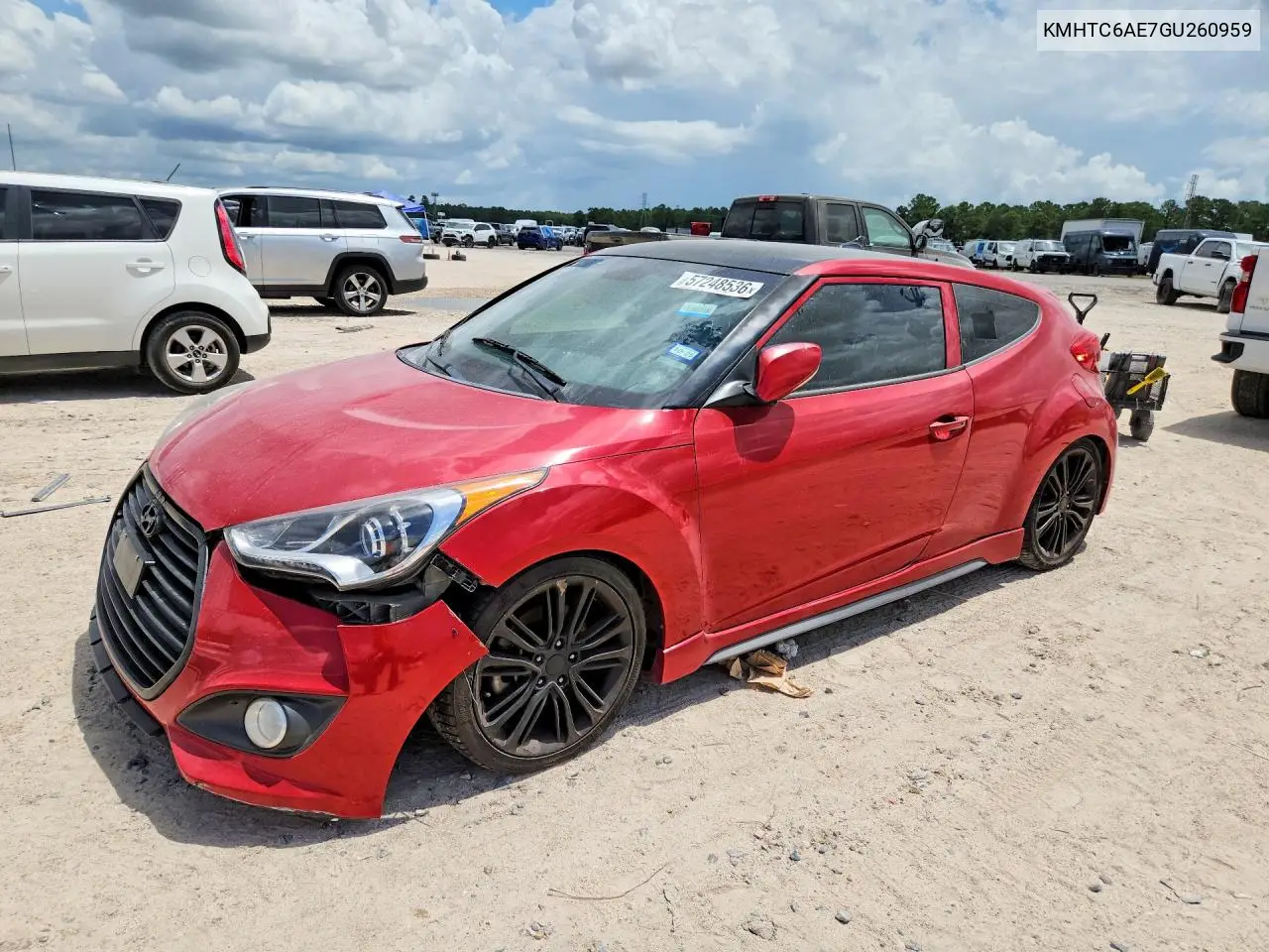 2016 Hyundai Veloster Turbo VIN: KMHTC6AE7GU260959 Lot: 57248536