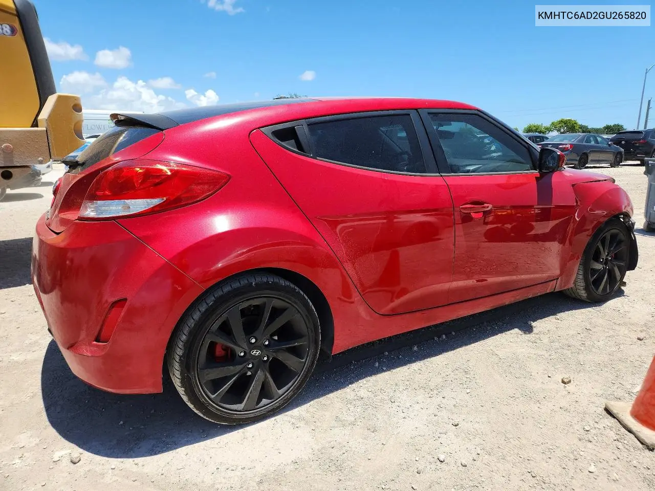 2016 Hyundai Veloster Base VIN: KMHTC6AD2GU265820 Lot: 59109296