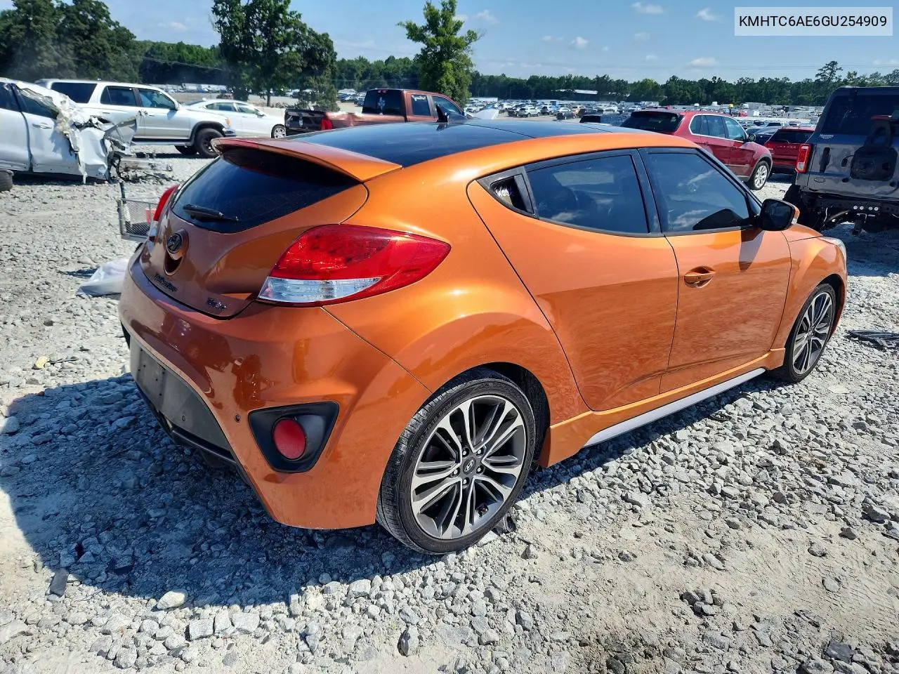 2016 Hyundai Veloster Turbo VIN: KMHTC6AE6GU254909 Lot: 59593566