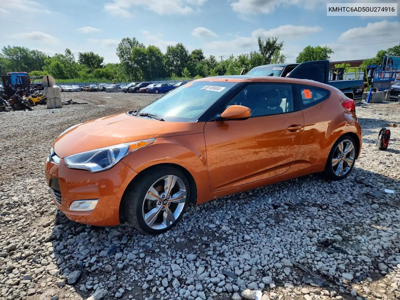 2016 Hyundai Veloster Base VIN: KMHTC6AD5GU274916 Lot: 60149486