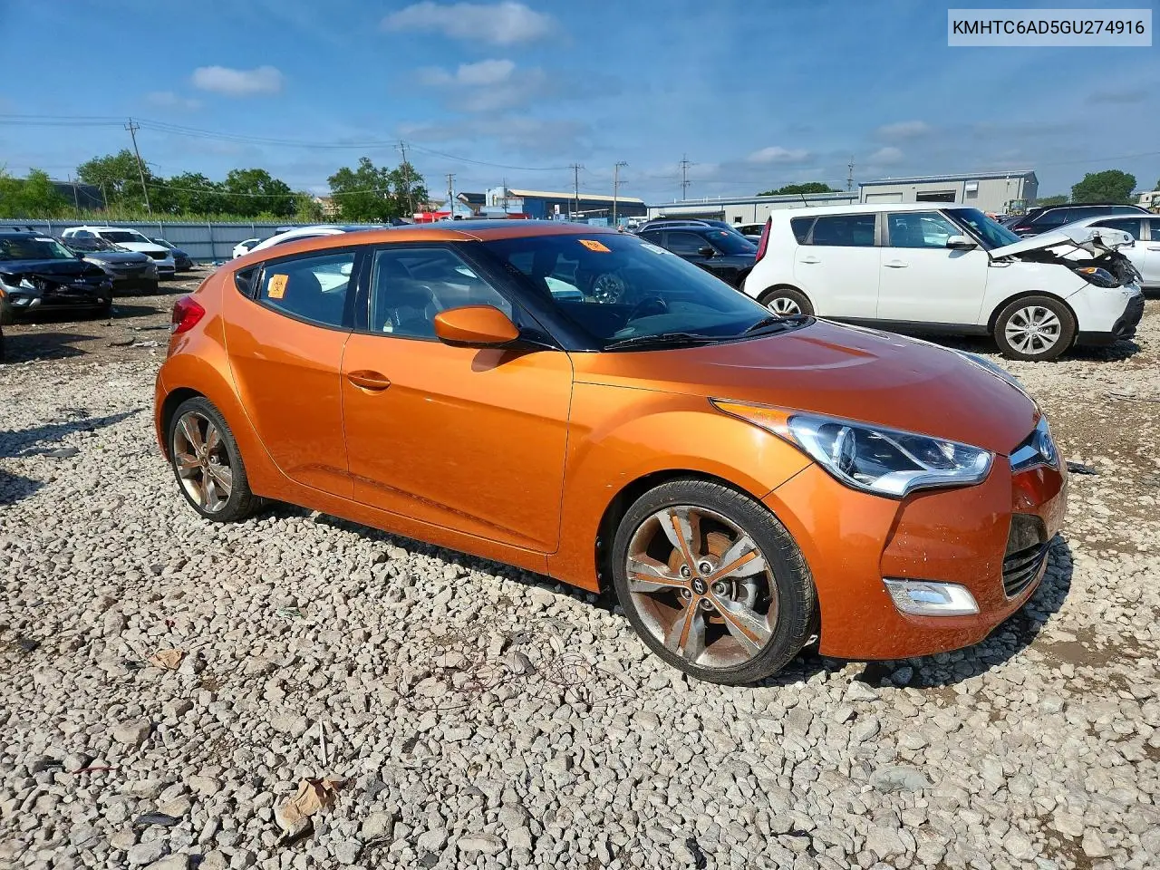 2016 Hyundai Veloster Base VIN: KMHTC6AD5GU274916 Lot: 60149486
