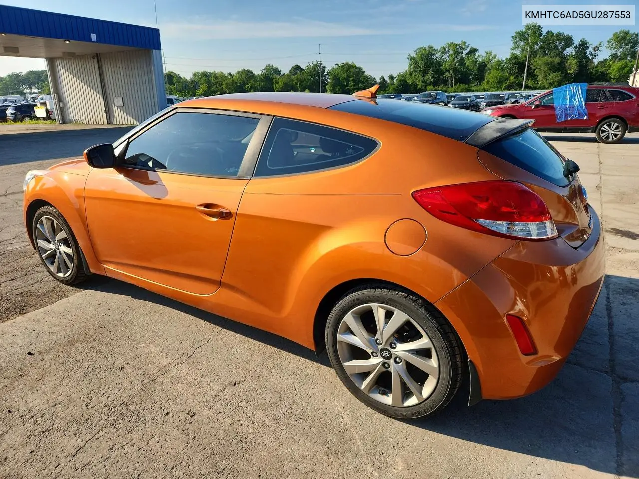 2016 Hyundai Veloster Base VIN: KMHTC6AD5GU287553 Lot: 60194556