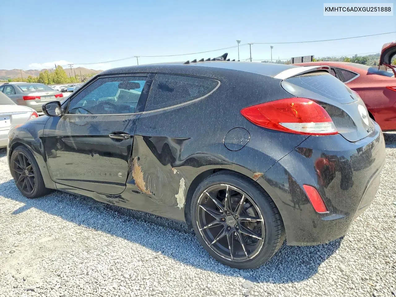 2016 Hyundai Veloster Base VIN: KMHTC6ADXGU251888 Lot: 60427576