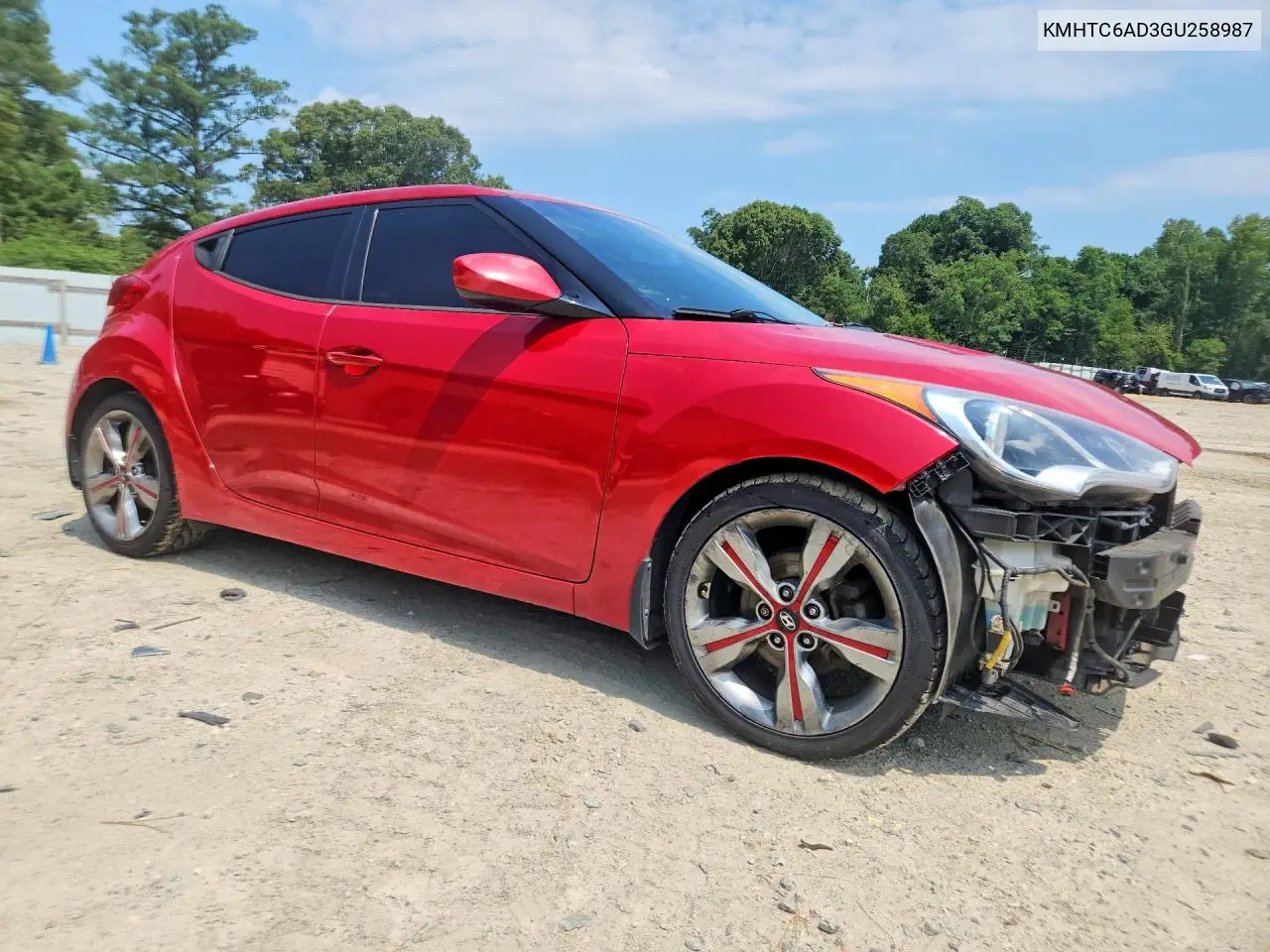 2016 Hyundai Veloster Base VIN: KMHTC6AD3GU258987 Lot: 61692736