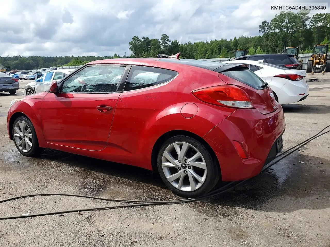 2017 Hyundai Veloster Base VIN: KMHTC6AD4HU306840 Lot: 60589286