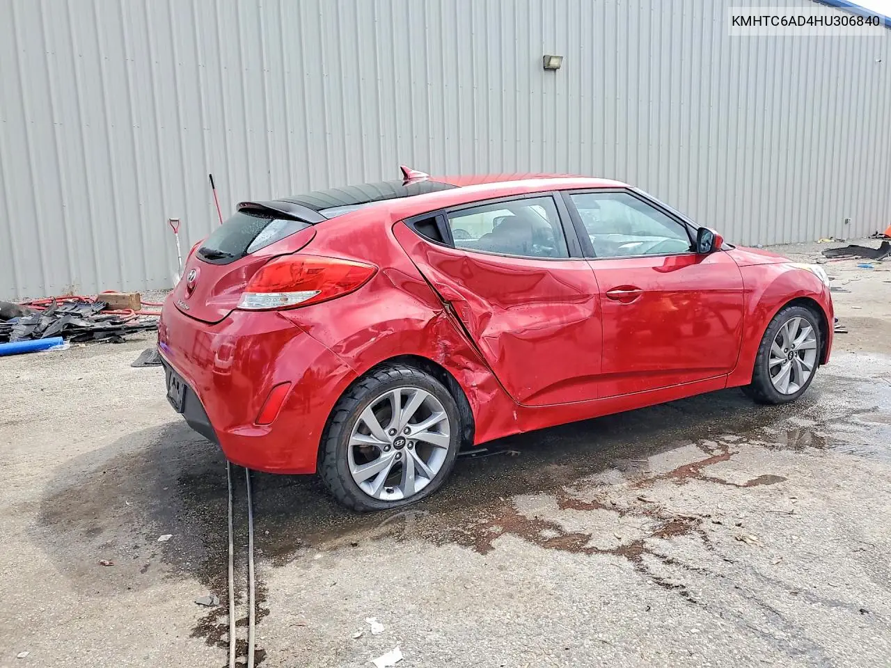 2017 Hyundai Veloster Base VIN: KMHTC6AD4HU306840 Lot: 60589286