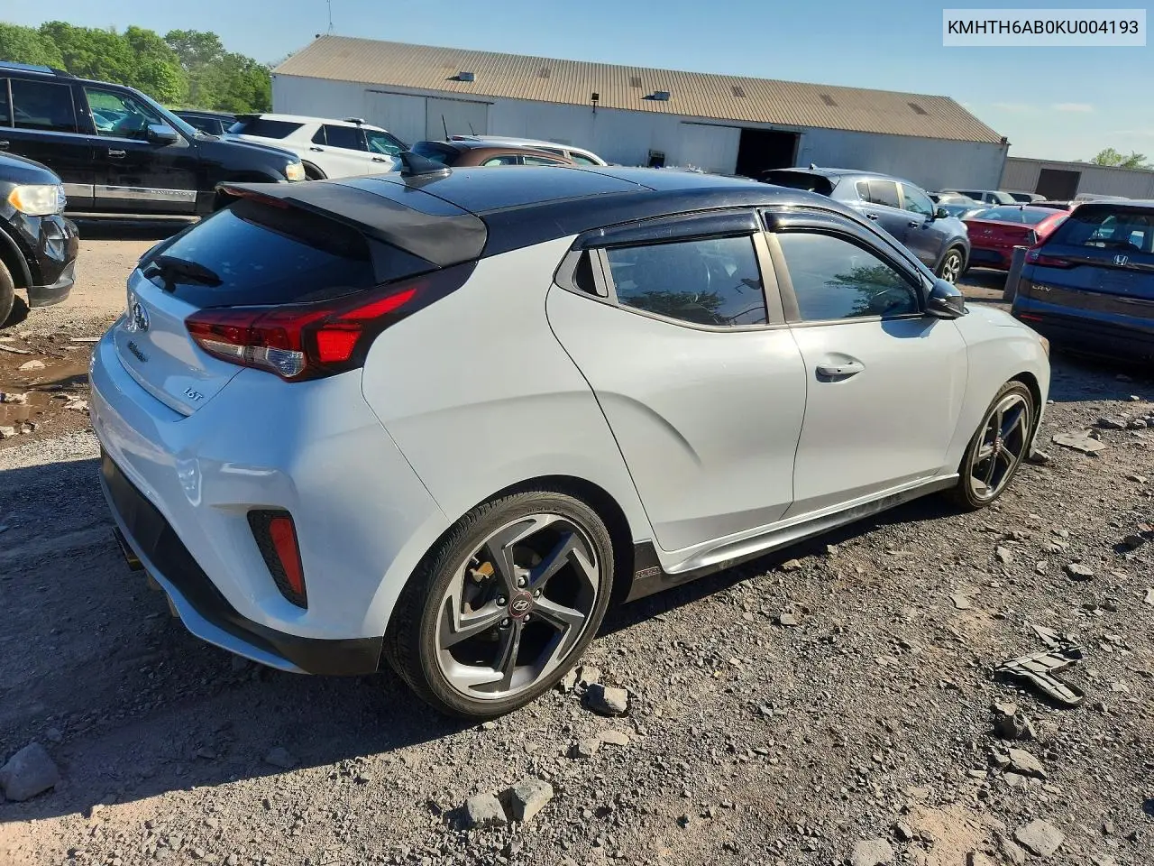 2019 Hyundai Veloster Turbo Ultimate VIN: KMHTH6AB0KU004193 Lot: 56398646