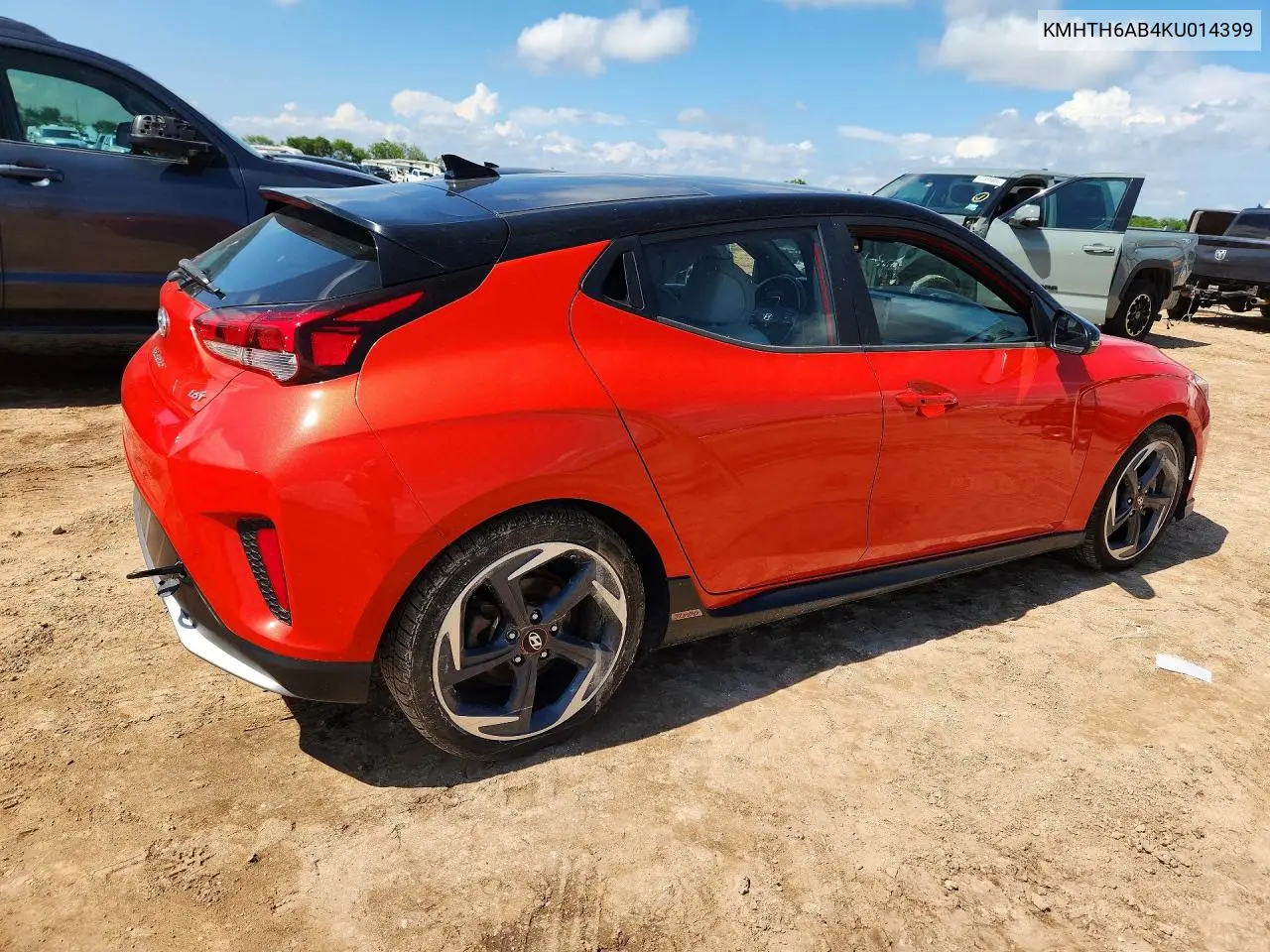 2019 Hyundai Veloster Turbo Ultimate VIN: KMHTH6AB4KU014399 Lot: 57568466