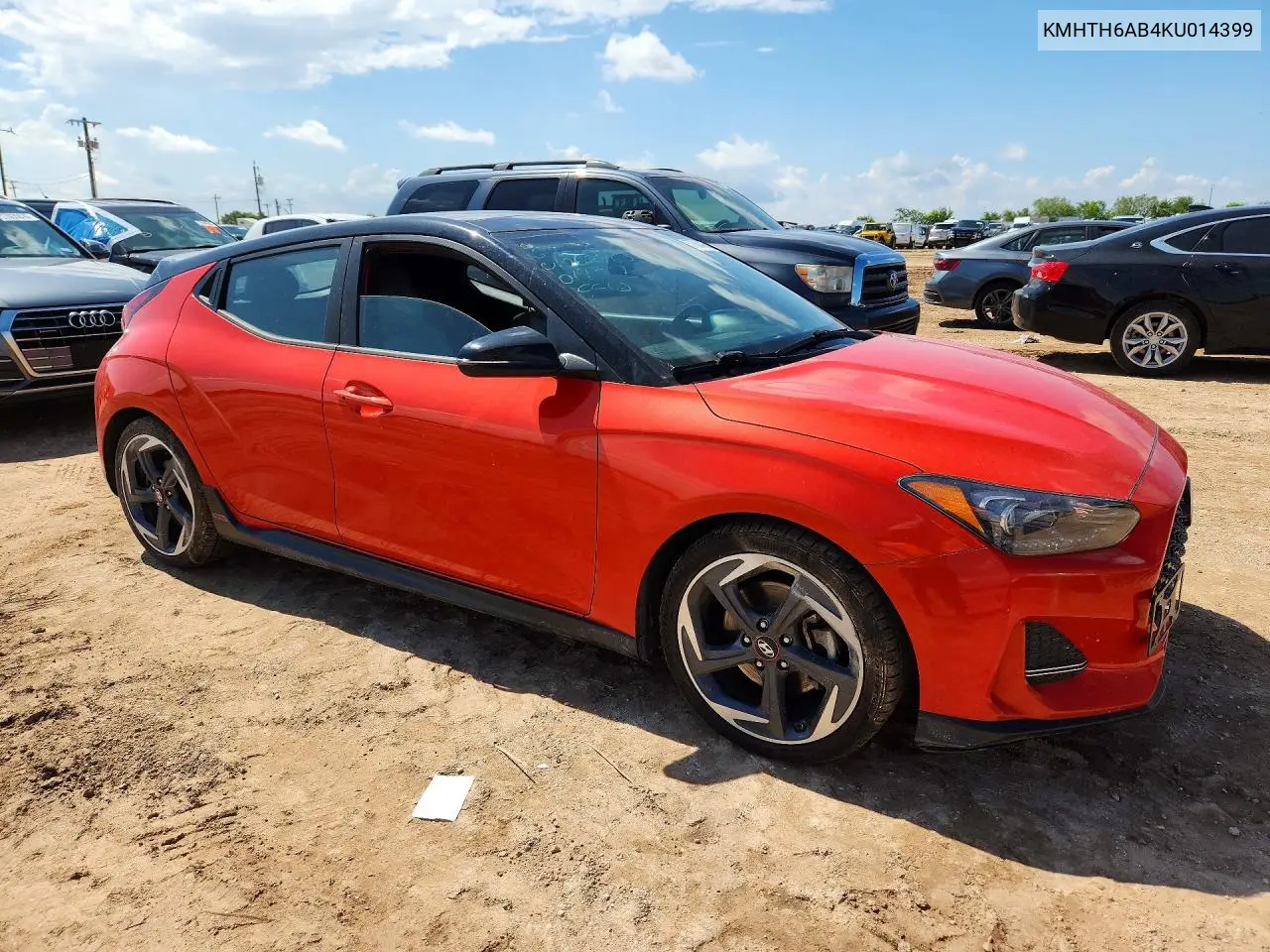 2019 Hyundai Veloster Turbo Ultimate VIN: KMHTH6AB4KU014399 Lot: 57568466