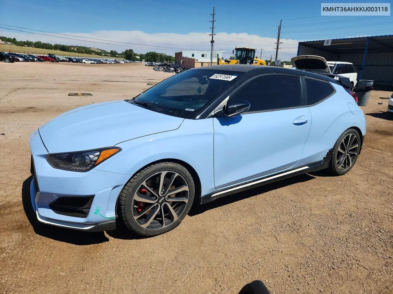2019 Hyundai Veloster N Base VIN: KMHT36AHXKU003118 Lot: 59297696