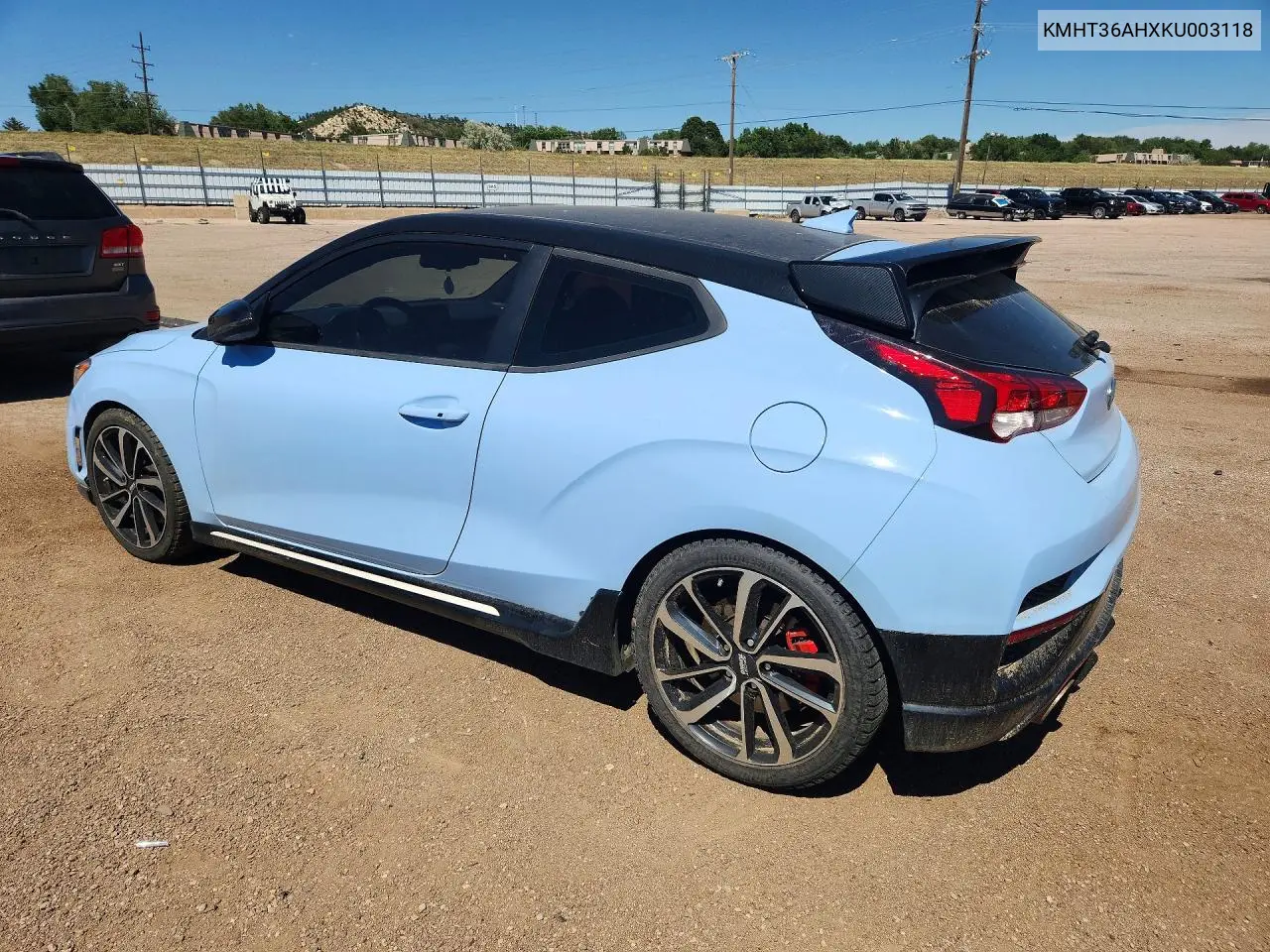 2019 Hyundai Veloster N Base VIN: KMHT36AHXKU003118 Lot: 59297696