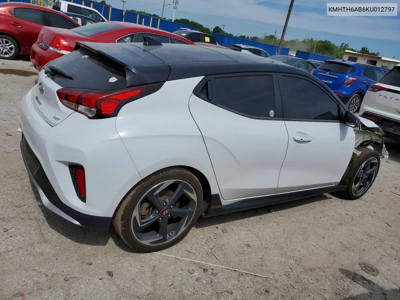 2019 Hyundai Veloster Turbo Ultimate VIN: KMHTH6AB6KU012797 Lot: 59659616
