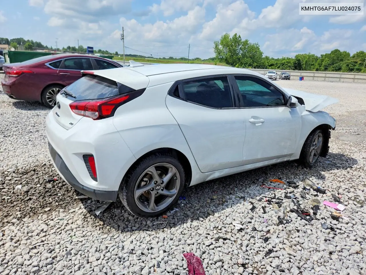 2020 Hyundai Veloster 2.0L VIN: KMHTG6AF7LU024075 Lot: 59144666