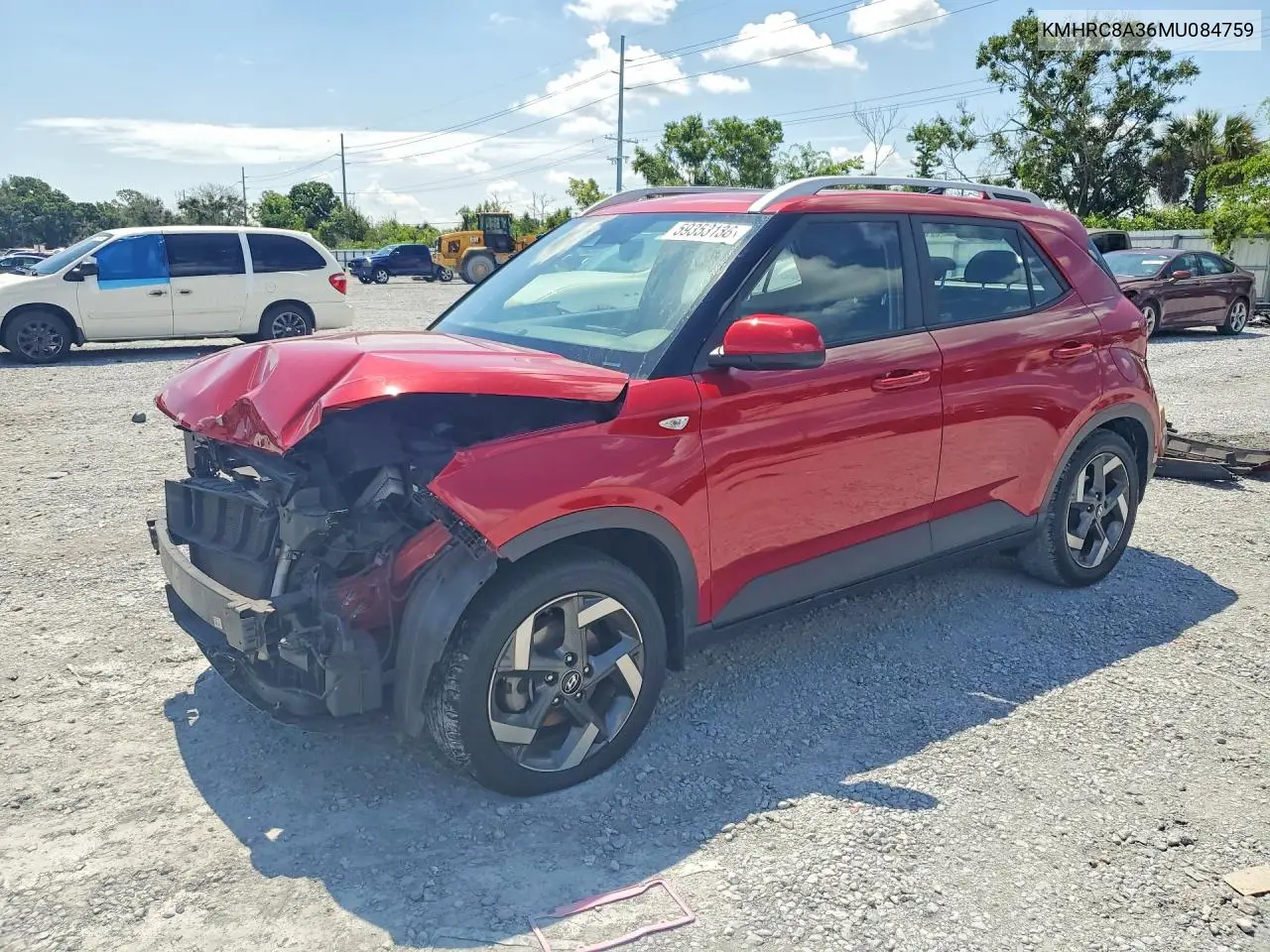 2021 Hyundai Venue Sel VIN: KMHRC8A36MU084759 Lot: 59353136